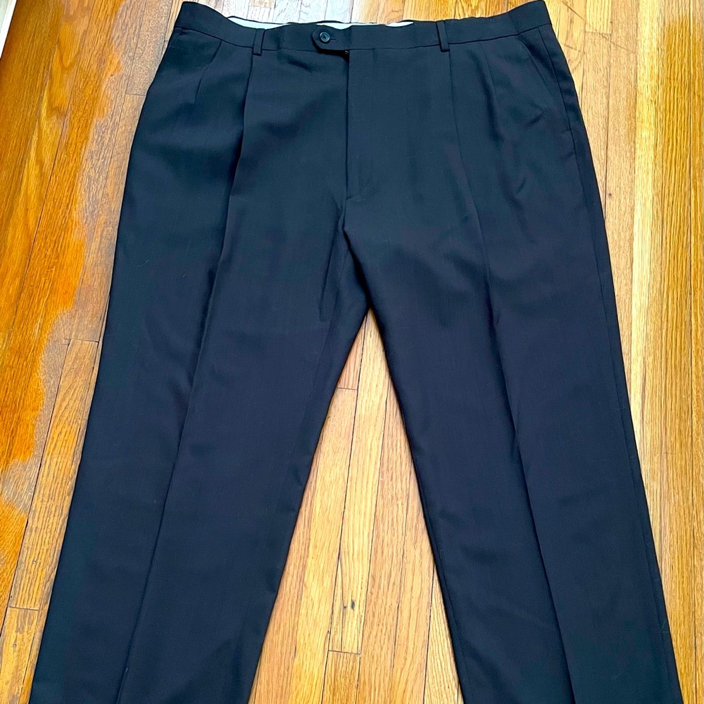 Pronto Uomo men’s 100% wool brown straight leg office  dress pants, size 44